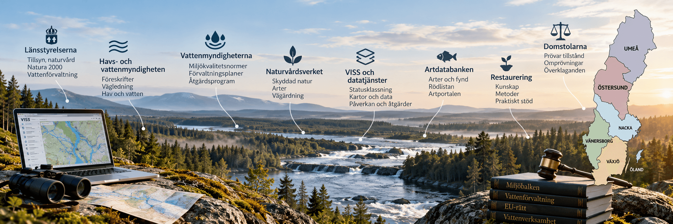 Svenskt vattenlandskap med myndighets- och förvaltningsöversikt