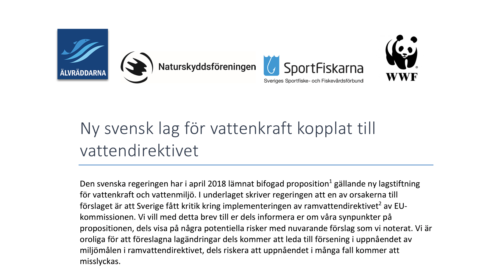 Gemensam skrivelse till EU från Sveriges miljöNGOs
